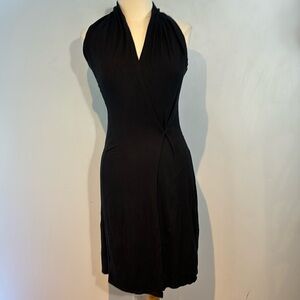 M0851 black stretch sleeveless wrap dress size 6